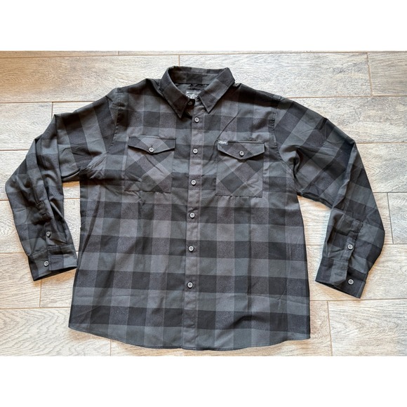 Dixxon Flannel Heritage Shirt Mens 2X Grey Plaid D-Tech XXL 2XL Button Front